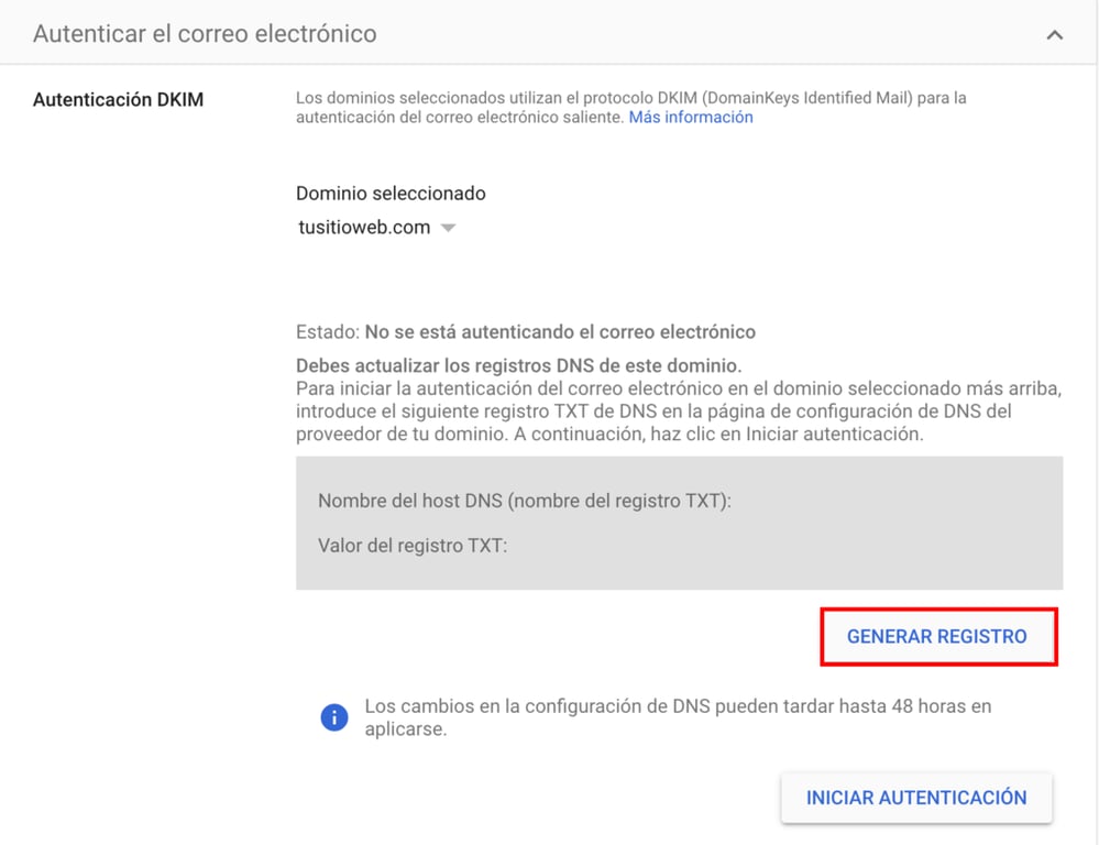 Autenticaci&oacute;n DKIM en Google Workspace 