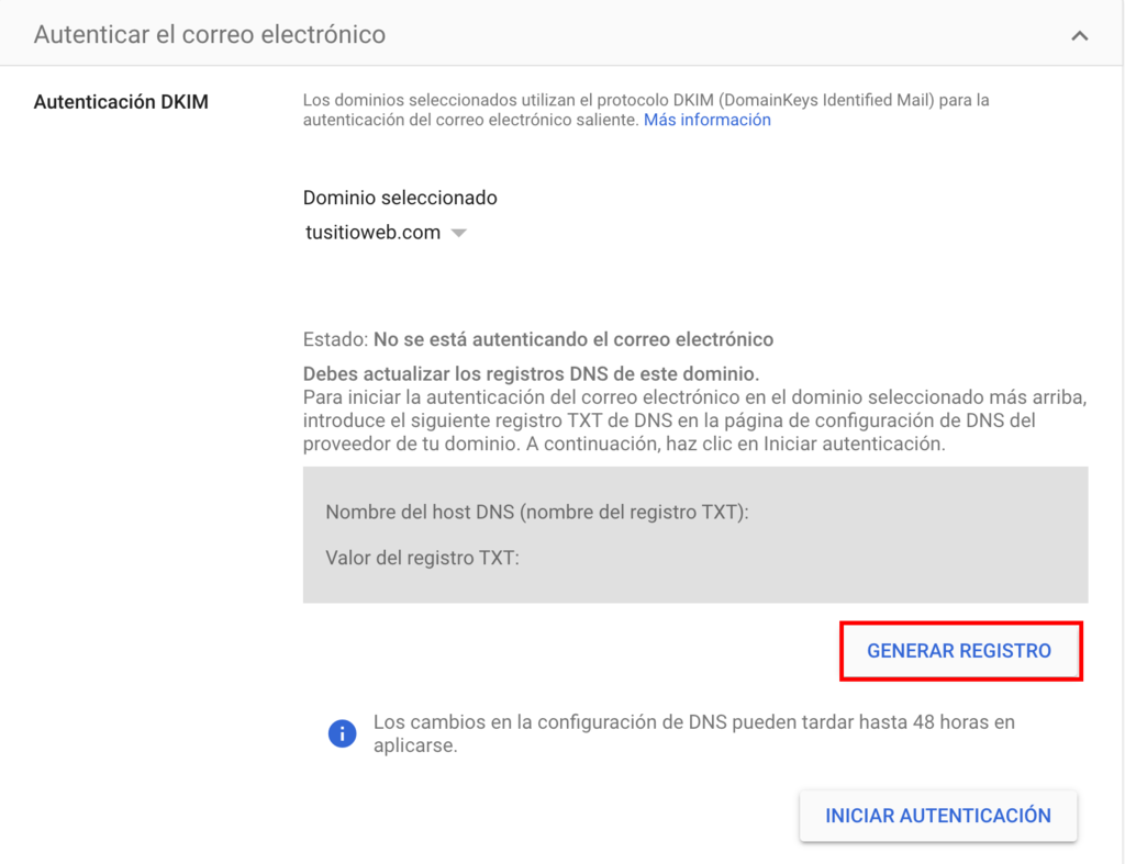 Autenticación DKIM en Google Workspace