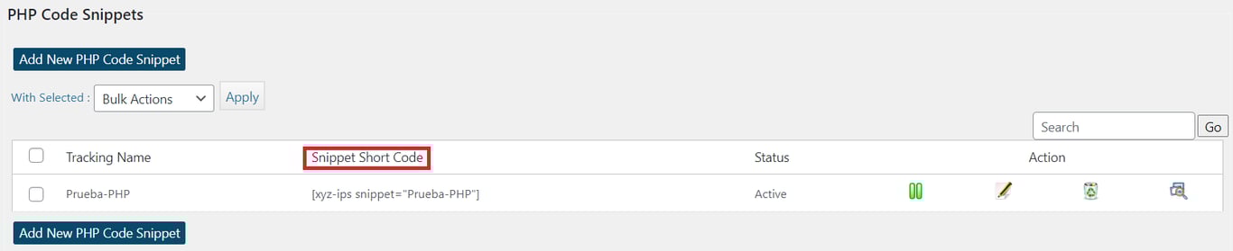 Sección para verificar el código PHP de las páginas