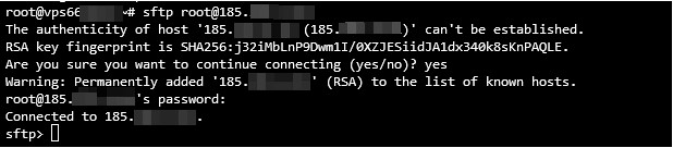 Ejemplo de como se ver&iacute;a el aviso SFTP cuando se encuentra conectado