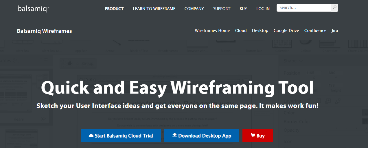 P&aacute;gina de inicio de Balsamiq
