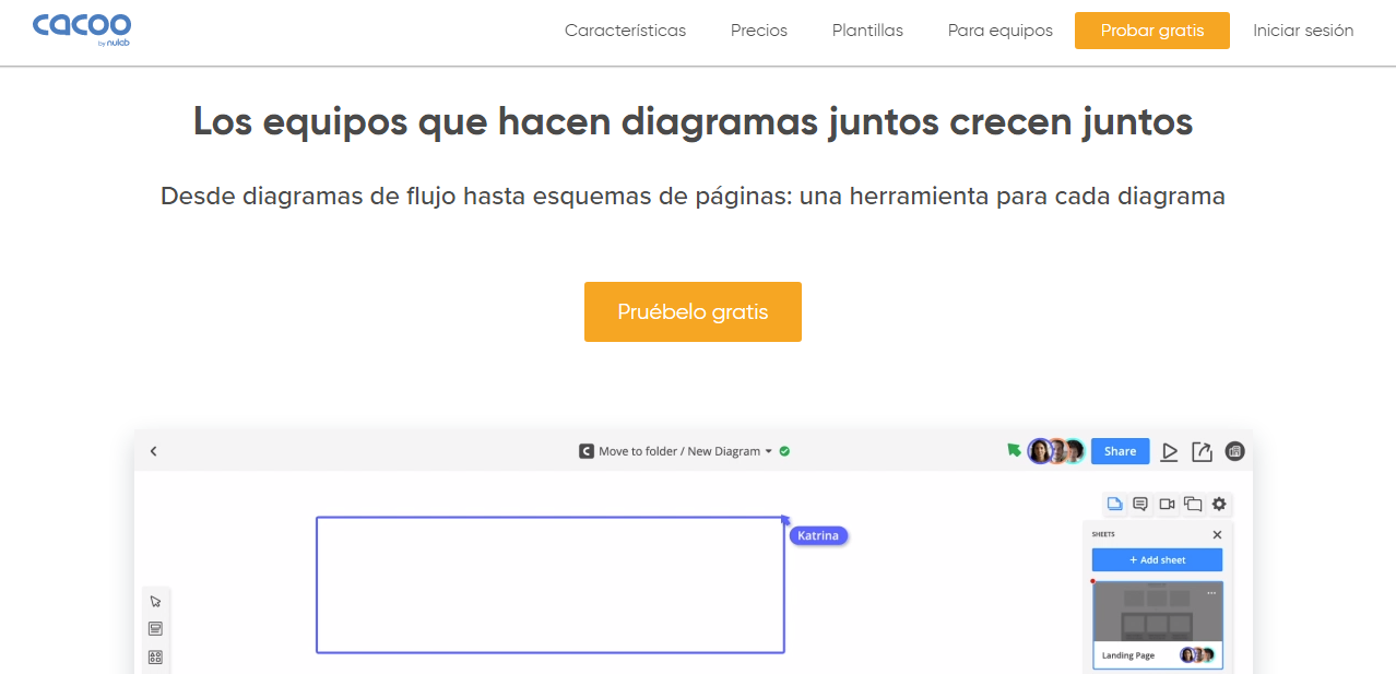 P&aacute;gina de inicio de Cacoo