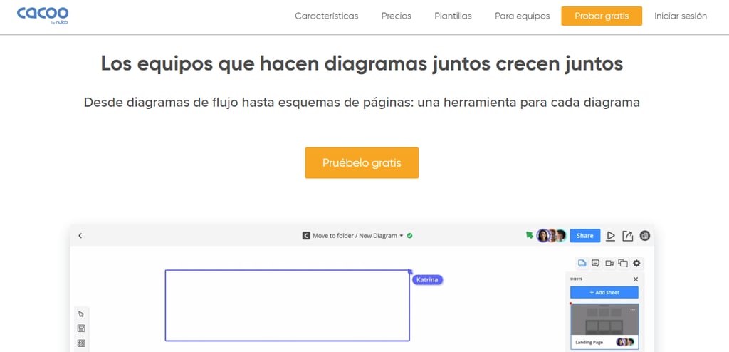 P&aacute;gina de inicio de Cacoo