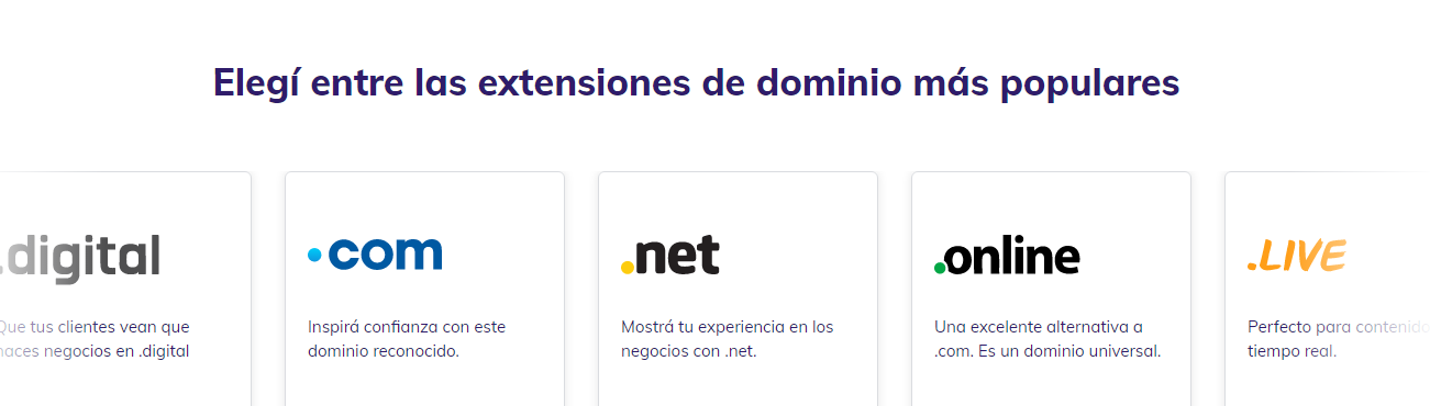 Extensiones de dominio disponibles en Hostinger