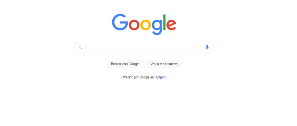 Página del buscador de Google