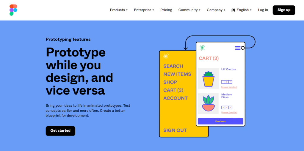 P&aacute;gina de inicio de la herramienta de creaci&oacute;n de prototipos de Figma