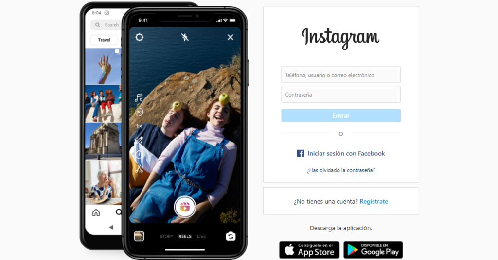 P&aacute;gina de inicio de sesi&oacute;n de Instagram
