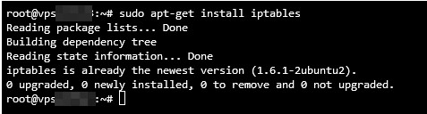 Visualizaci&oacute;n del comando para instalar iptables