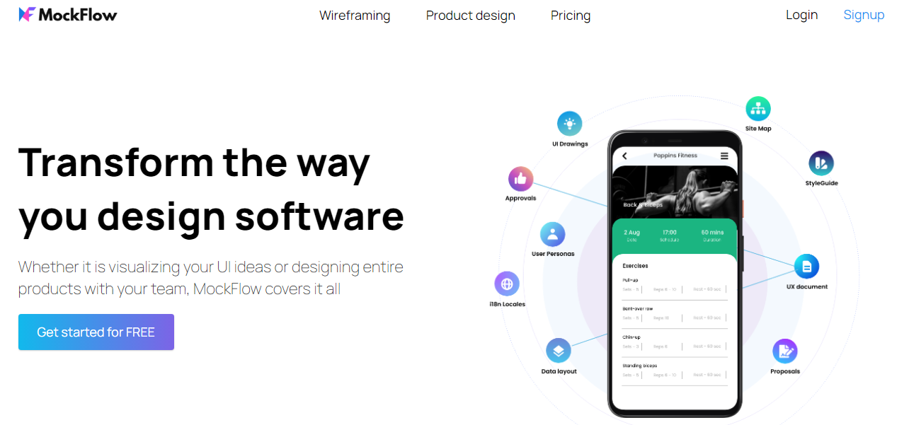 P&aacute;gina de inicio de MockFlow