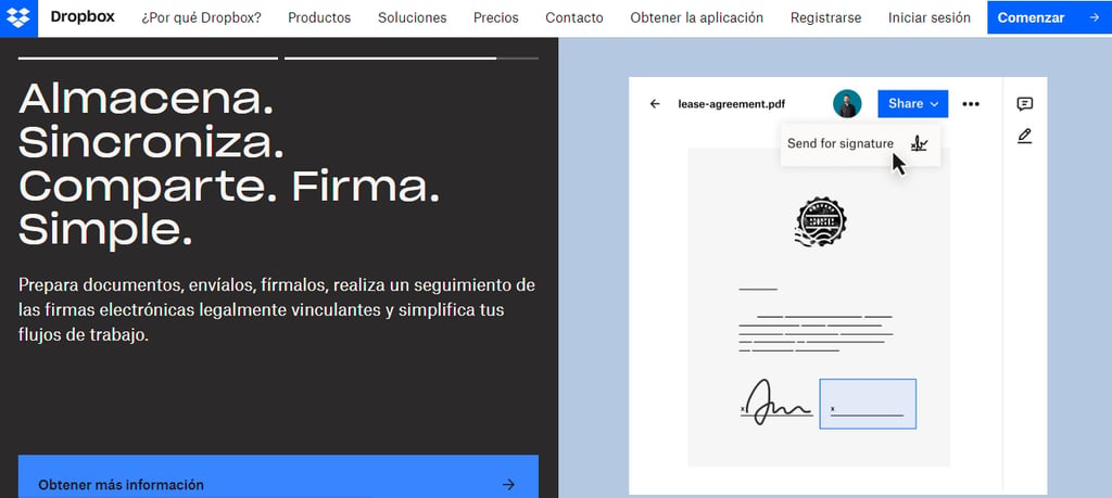 Página de inicio de Dropbox