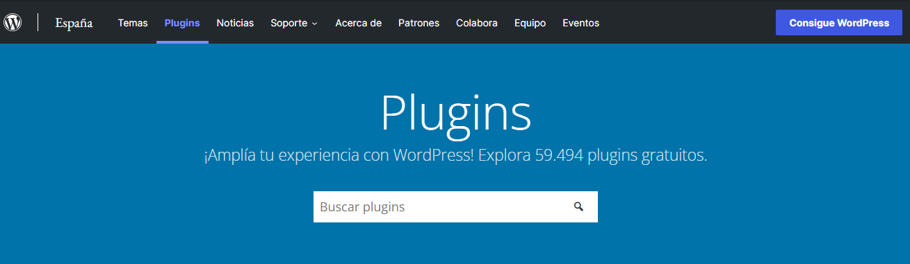 P&aacute;gina de plugins de WordPress.org