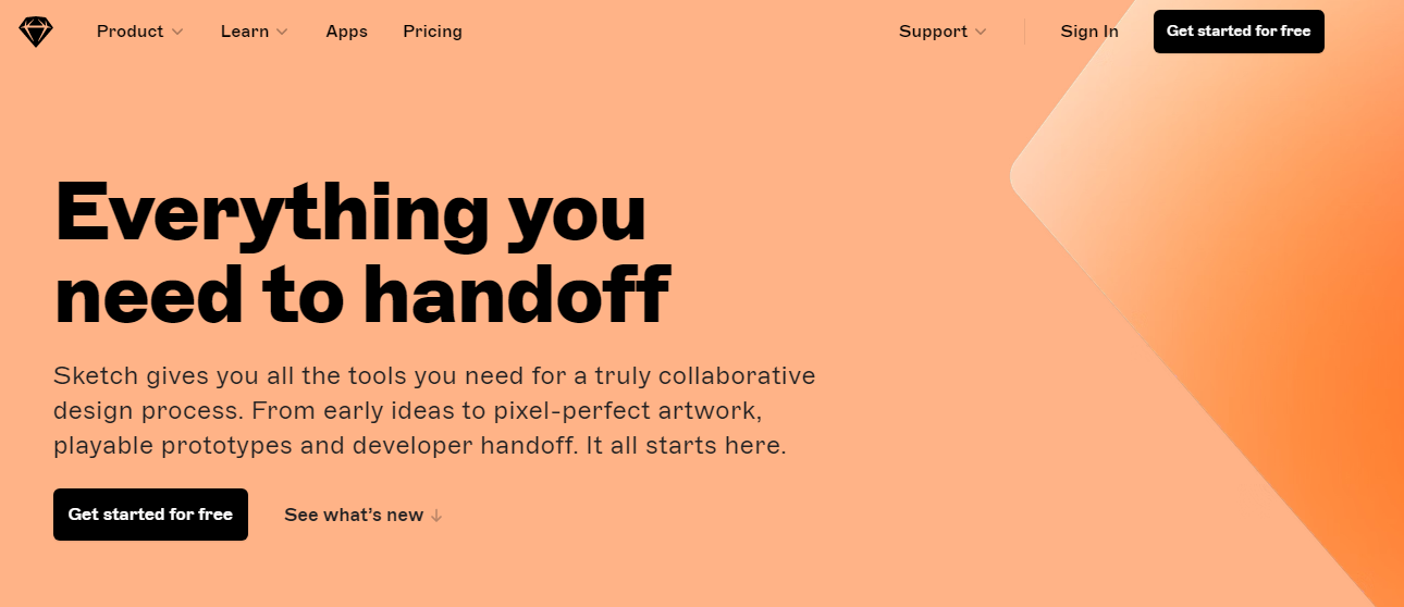 P&aacute;gina de inicio de Sketch