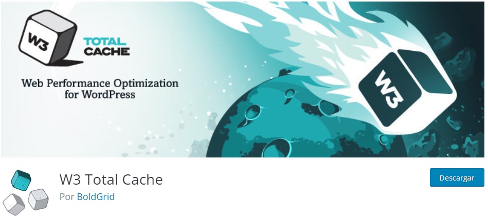 P&aacute;gina de descarga del plugin W3 Total Cache