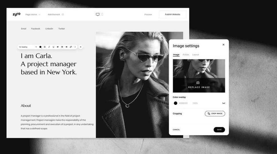 Imagen de la p&aacute;gina de Zyro