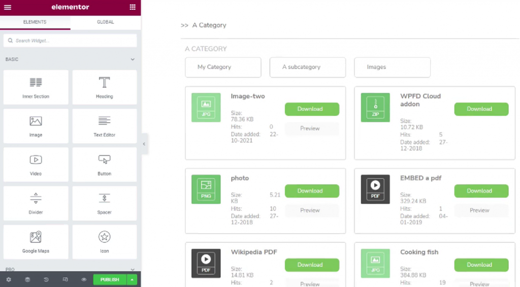 Uso de WP File Download con Elementor