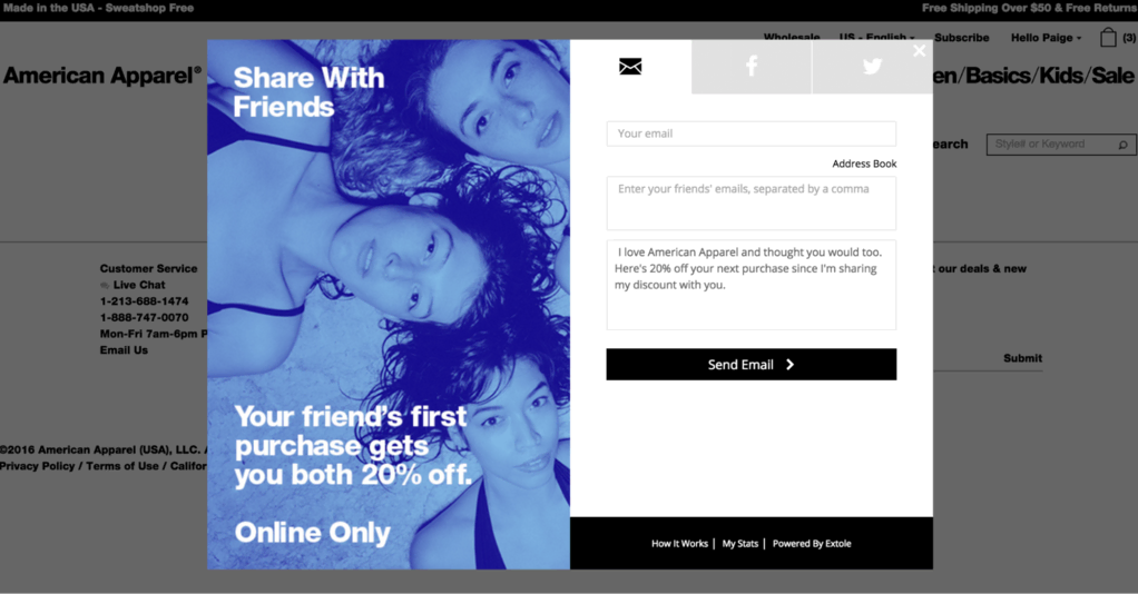 Programa de referidos de American Apparel