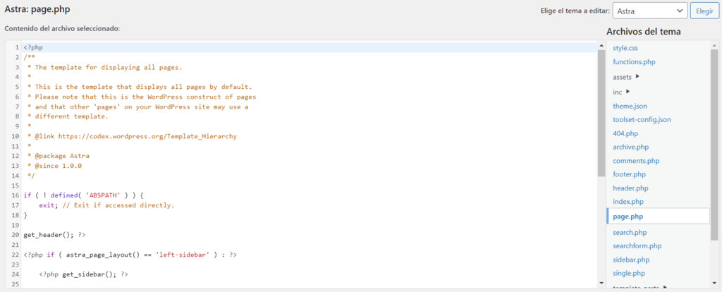 Editor de temas de WP