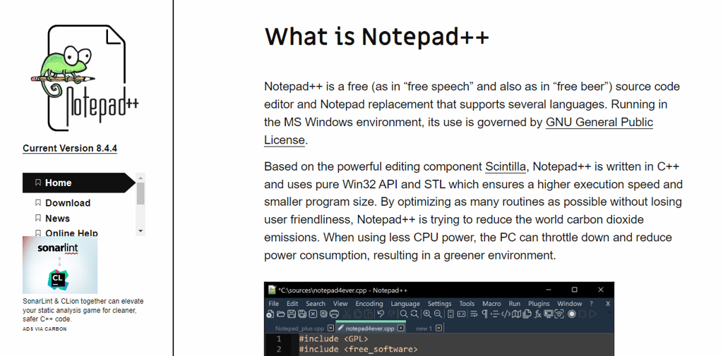 Sitio web de Notepad++