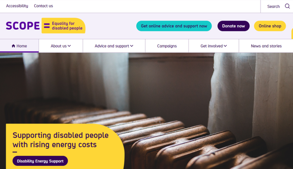 P&aacute;gina de inicio del sitio web de Scope