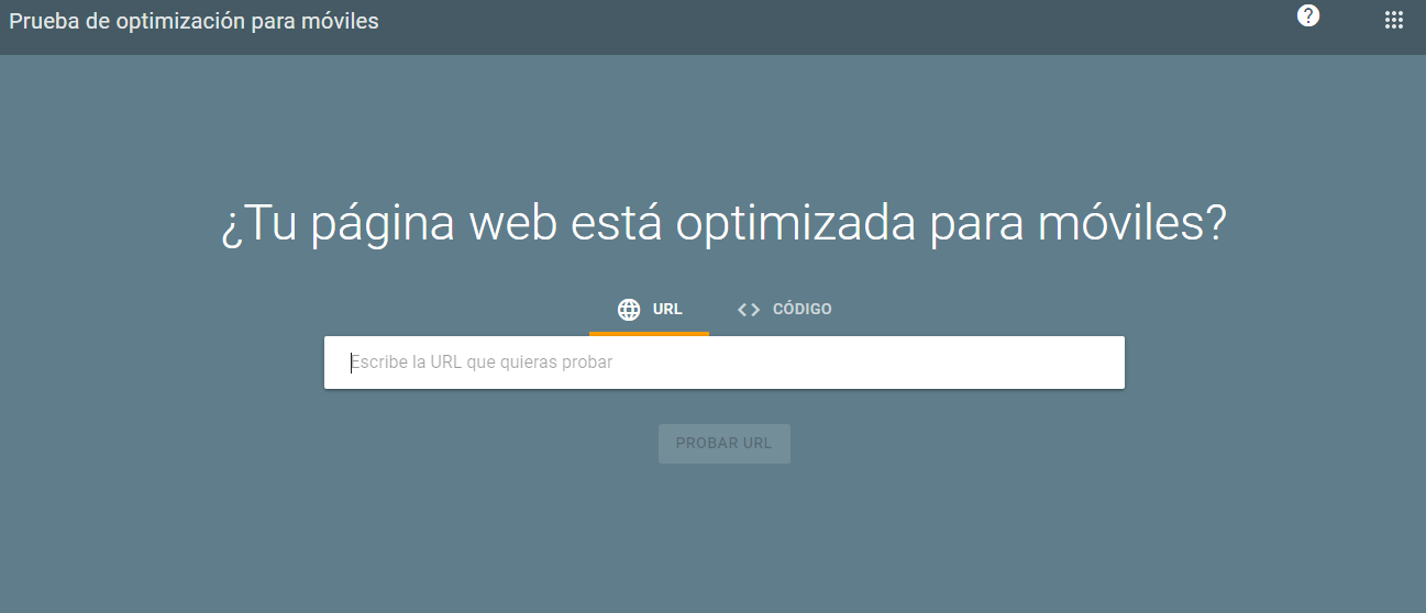 Prueba de optimizaci&oacute;n para dispositivos m&oacute;viles de Google
