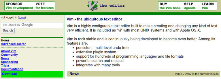 Sitio web de Vim