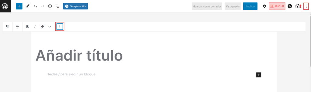 Opciones para editar HTML en Gutenberg