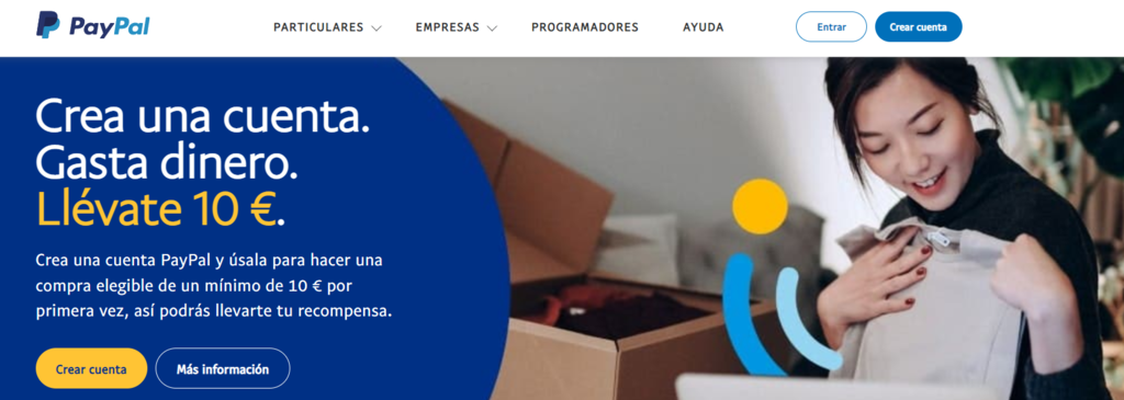 Sitio web de PayPal