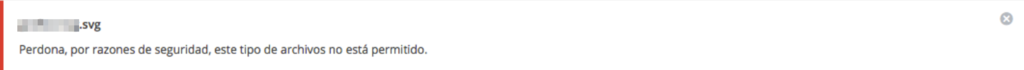 Mensaje de error de WP al subir un SVG
