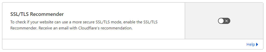 Opci&oacute;n de recomendaci&oacute;n SSL/TLS para Cloudflare