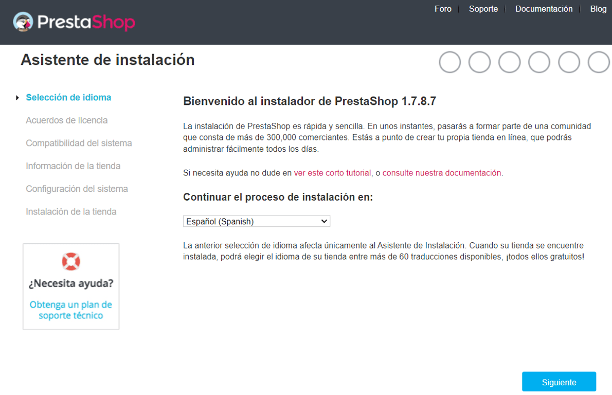 Asistente de instalaci&oacute;n de PrestaShop