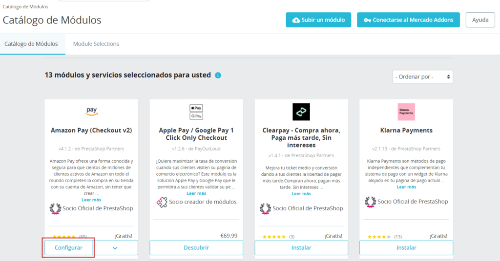 M&oacute;dulo de Amazon Pay en PrestaShop
