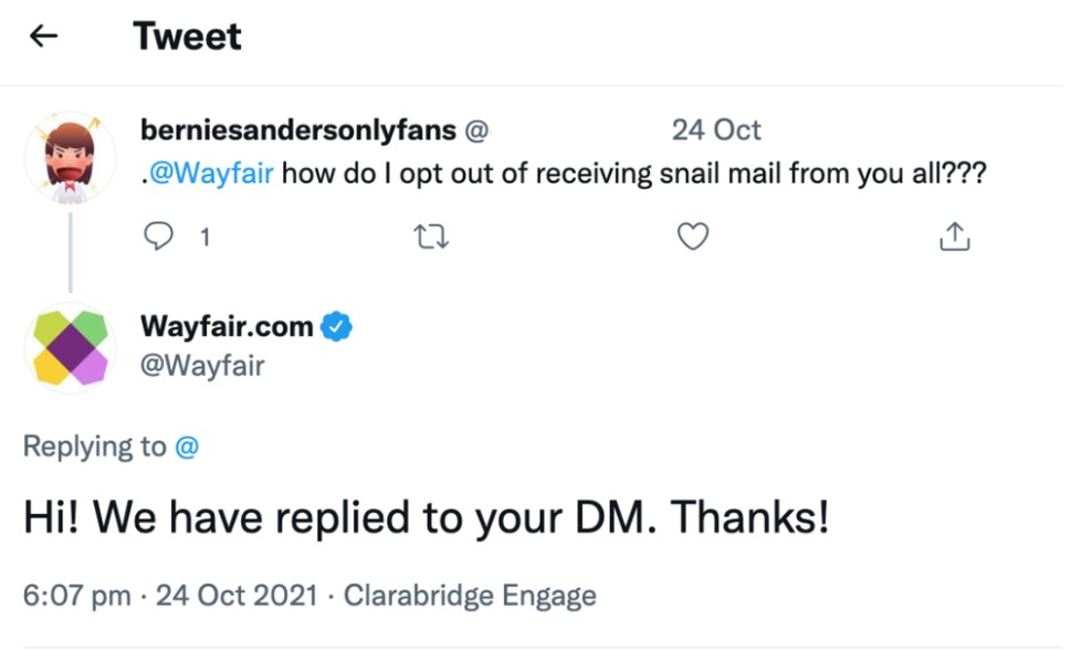 Ejemplo de la interacci&oacute;n en twitter de un cliente y la marca