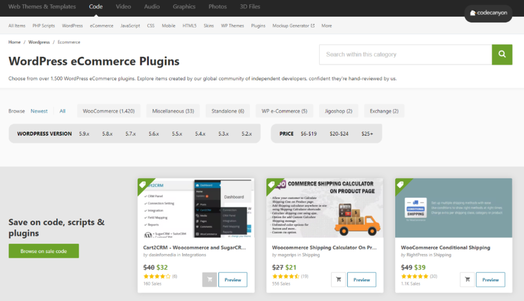 Plugins para eCommerce en WordPress de CodeCanyon