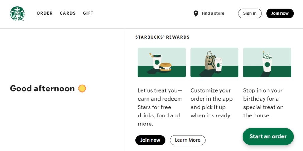 Aplicación web progresiva de Starbucks