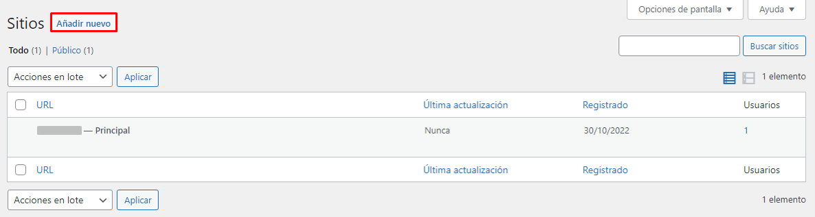 Añadir un sitio al multisitio en WordPress