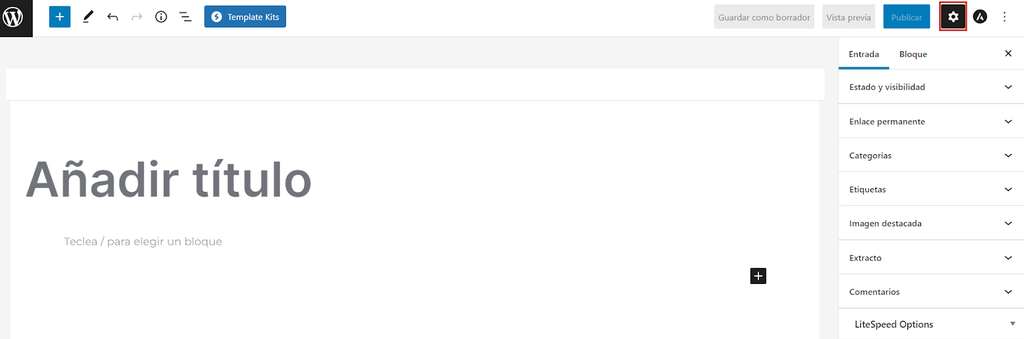 Secci&oacute;n de ajustes de un post de WordPress