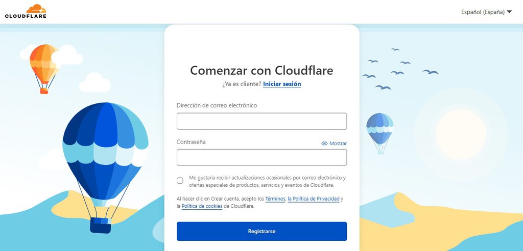 Página de inicio de sesión de Cloudflare