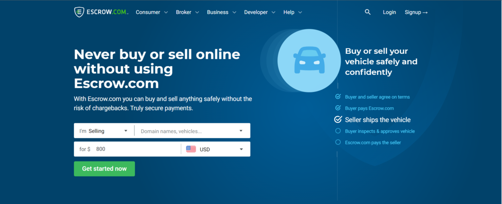 P&aacute;gina web principal de Escrow