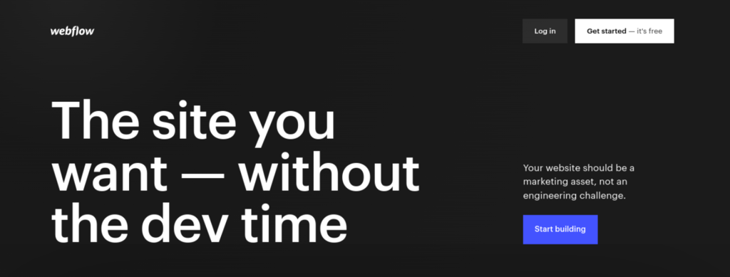 P&aacute;gina de inicio de Webflow