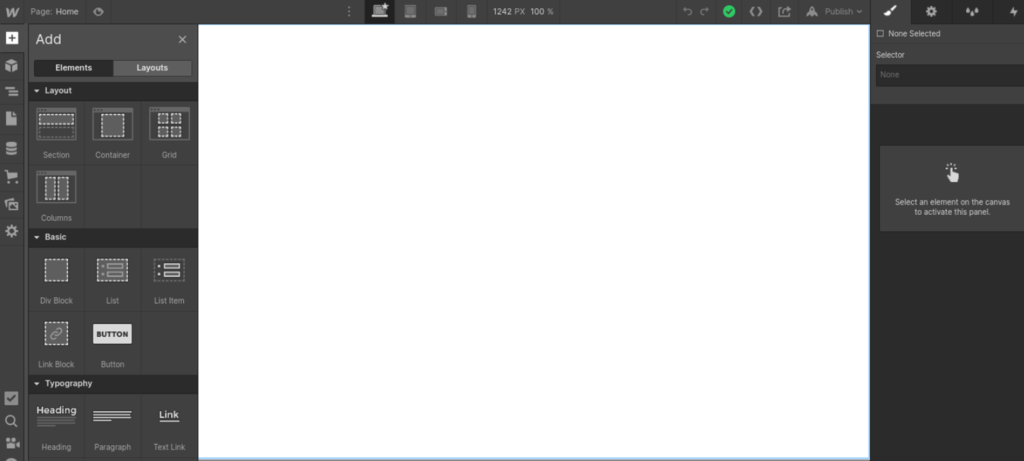 Editor de Webflow con la funci&oacute;n de arrastrar y soltar
