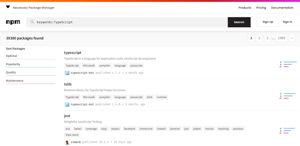B&uacute;squeda de paquetes en npm