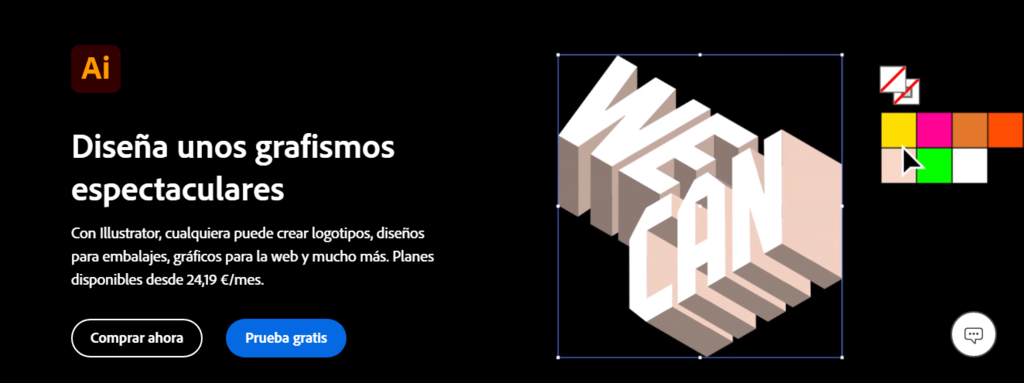 P&aacute;gina de Illustrator en el sitio web de Adobe