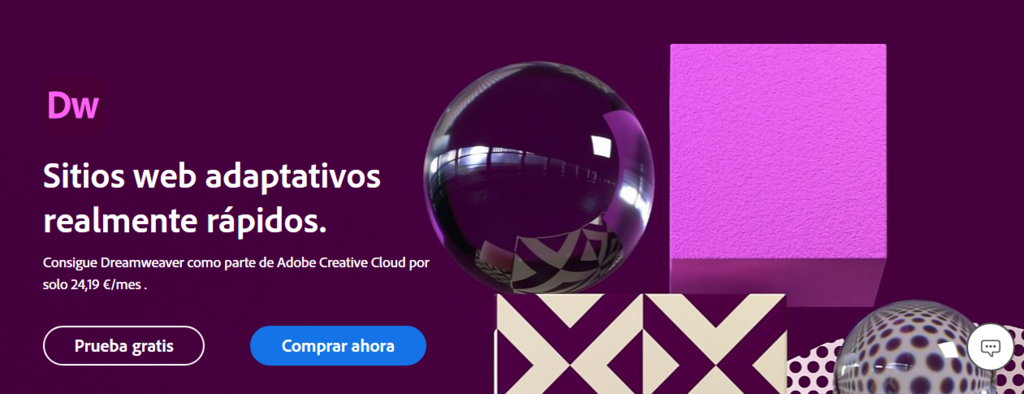 P&aacute;gina de Dreamweaver en Adove