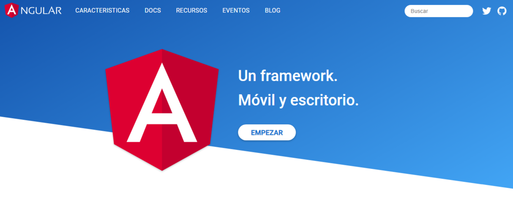 P&aacute;gina de inicio de Angular