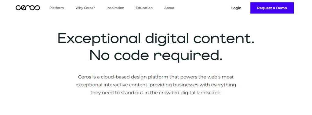 P&aacute;gina de inicio de la herramienta de dise&ntilde;o Ceros