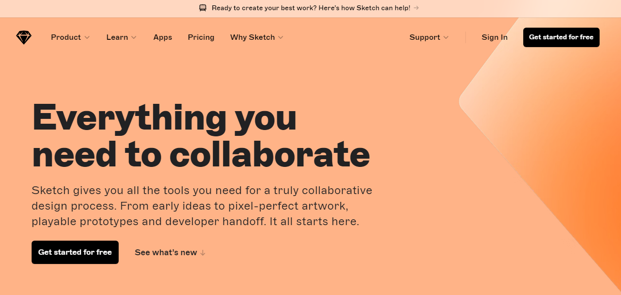 P&aacute;gina de inicio de la herramienta Sketch