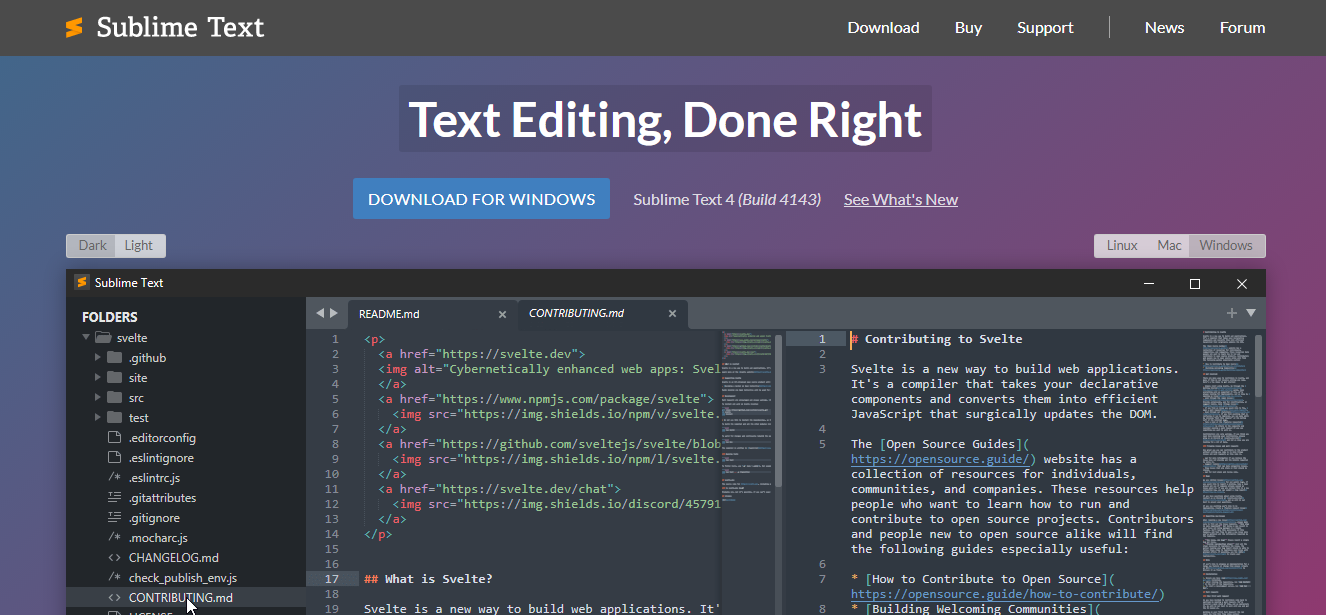 P&aacute;gina de inicio de la herramienta de programaci&oacute;n Sublime Text
