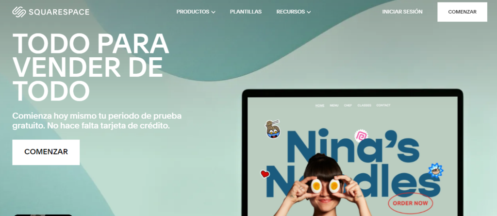 P&aacute;gina de inicio de Squarespace