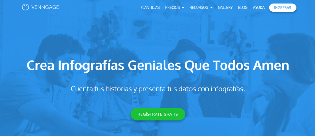 P&aacute;gina de inicio de la herramienta de dise&ntilde;o Venngage