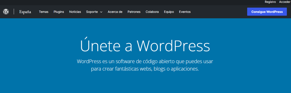 P&aacute;gina de inicio de WordPress.org